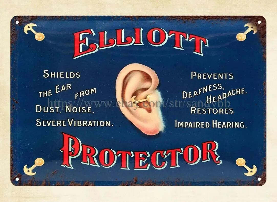 

cowboy tin signs ELLIOTT EAR PROTECTOR metal tin sign