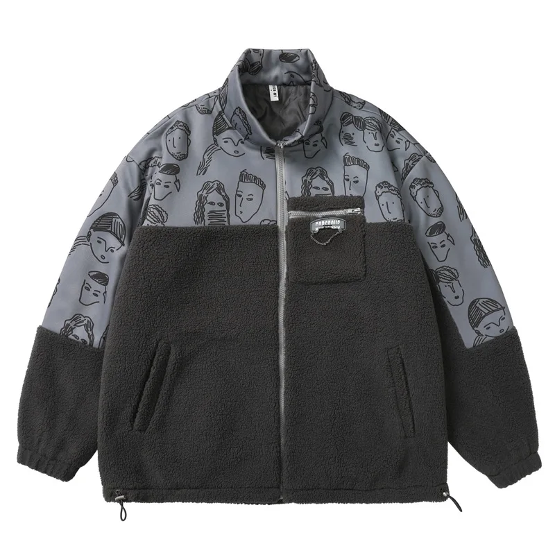 Мужская Флисовая Куртка с ложным воротником в стиле ретро