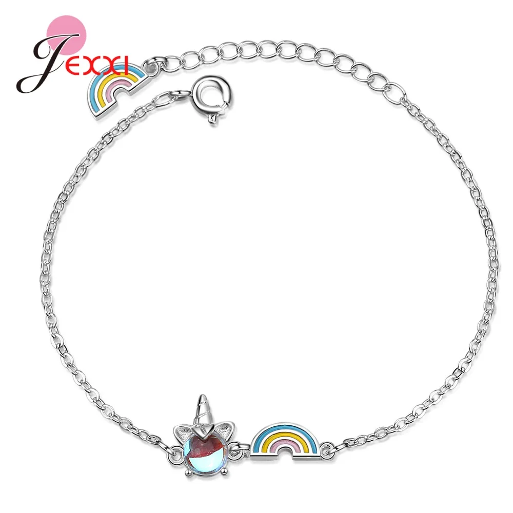 Новый Красочный Единорог Радужный шарм браслеты романтическая любовь сердце