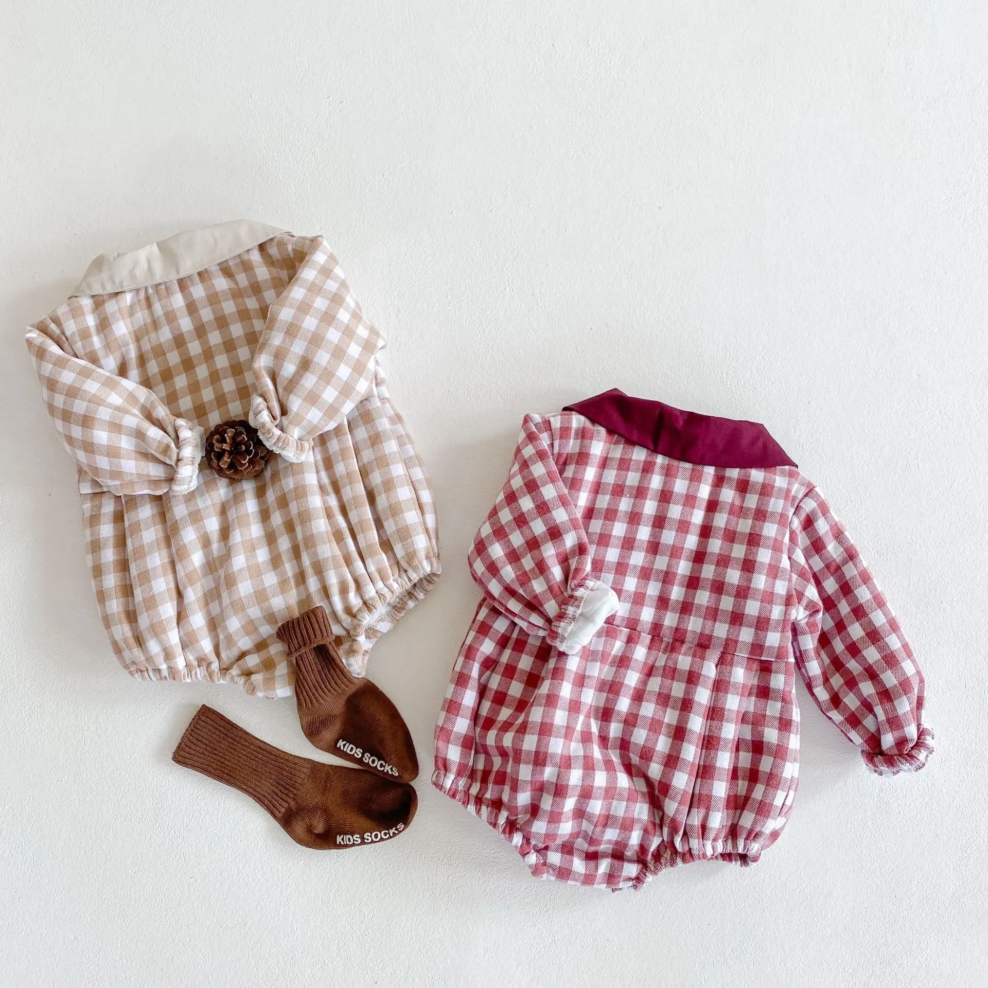 

Newborn Baby Snow Wear Clothes Infant Romper Outfits Kids Snowsuit Winter Baby Girls Jumpsuit Thick Fleece Boys Romper Plaid