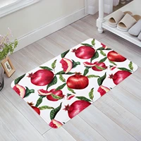 summer fruit red pomegranate green leaf door mat entrance kitchen mat living room floor rug anti slip bathroom doormat