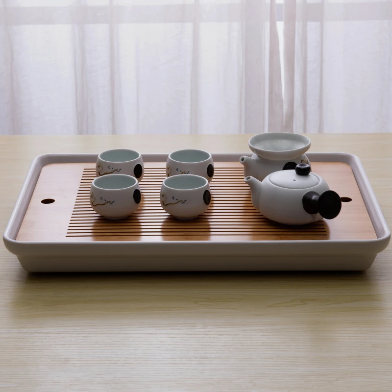 

Decoration Afternoon Tea Table Tray Chinese Serving Vintage Tea Tray Ceremony Solid Plateau De Service Kitchen Teaware DH50CP