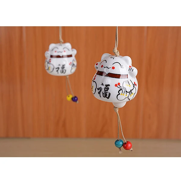 Керамическая подвеска в виде счастливого кота ветряные колокольчики украшение