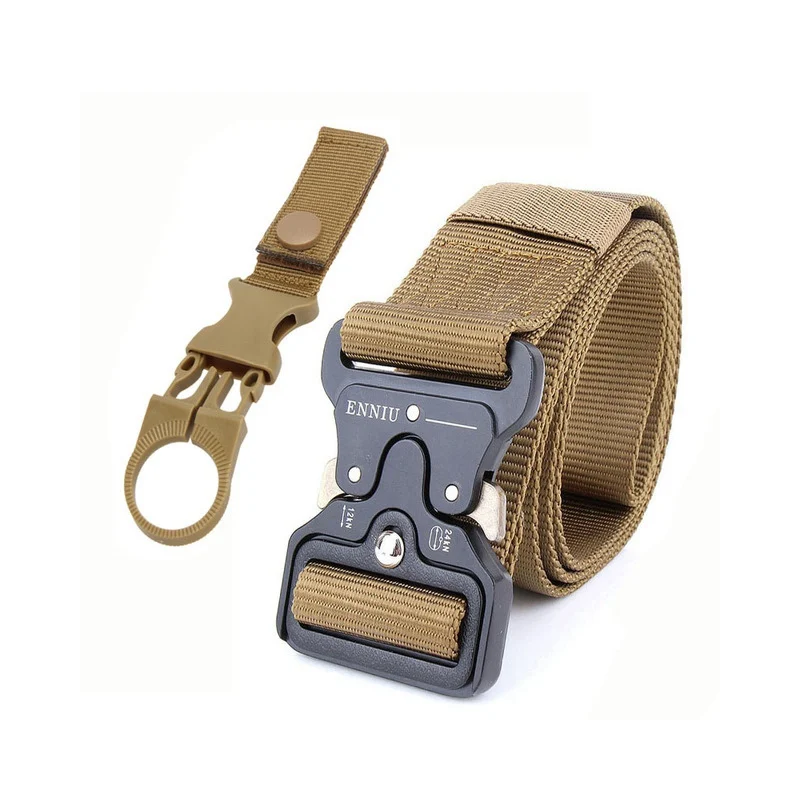 K belt and 1 hook b Армейский тактический ремень Военная Черная металлическая пряжка Регулируемая длина Открытый Многофункциональный тренировочный нейлоновый ремень аксессуары - Цвет: K belt and 1 hook b