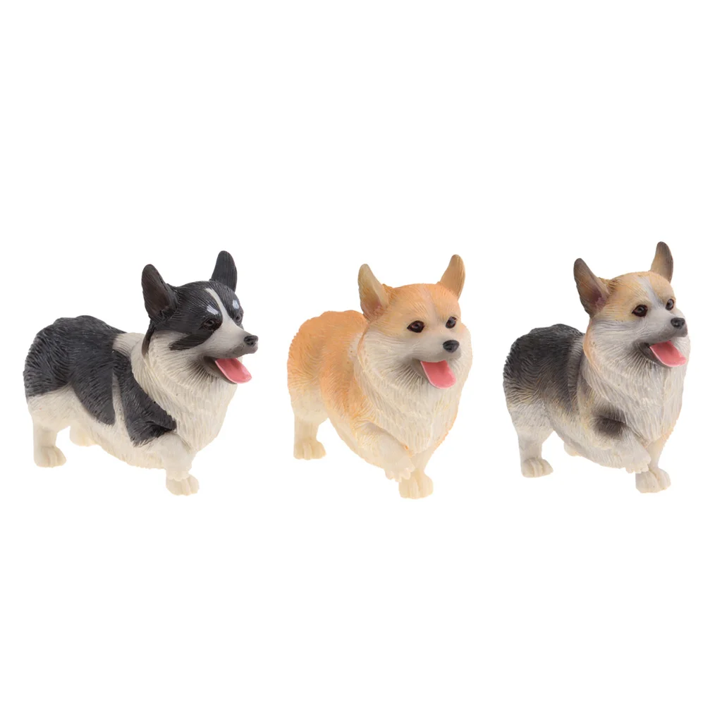 

3Pcs Creative Handcraft Resin Small Welsh Corgi Dog Figurine Ornament for Car/Desktop/Bookcase