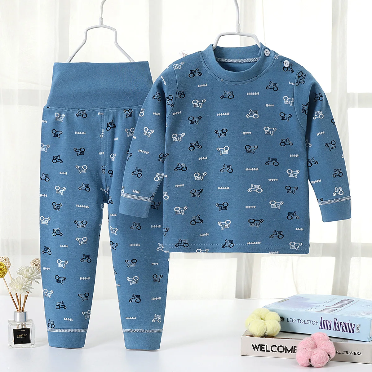 

Children's Thermal Underwear Cute Cartoon Clothes For Baby Boys and Girls in Winter Warm Thick High-Waist Pajamas Set 1-6 Years