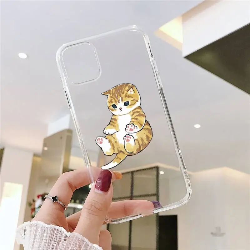 

cartoon cute Cat Phone Case For iphone 12 11 8 7 6s 6 5 5s 5c se plus mini x xs xr pro max Transparent soft