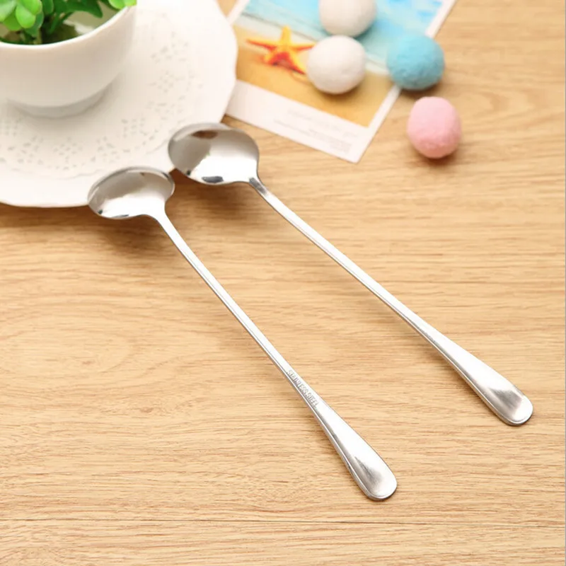 2-Тип длинной ручкой Еда-Класс Нержавеющая сталь посуда Кофе смешивания ложка