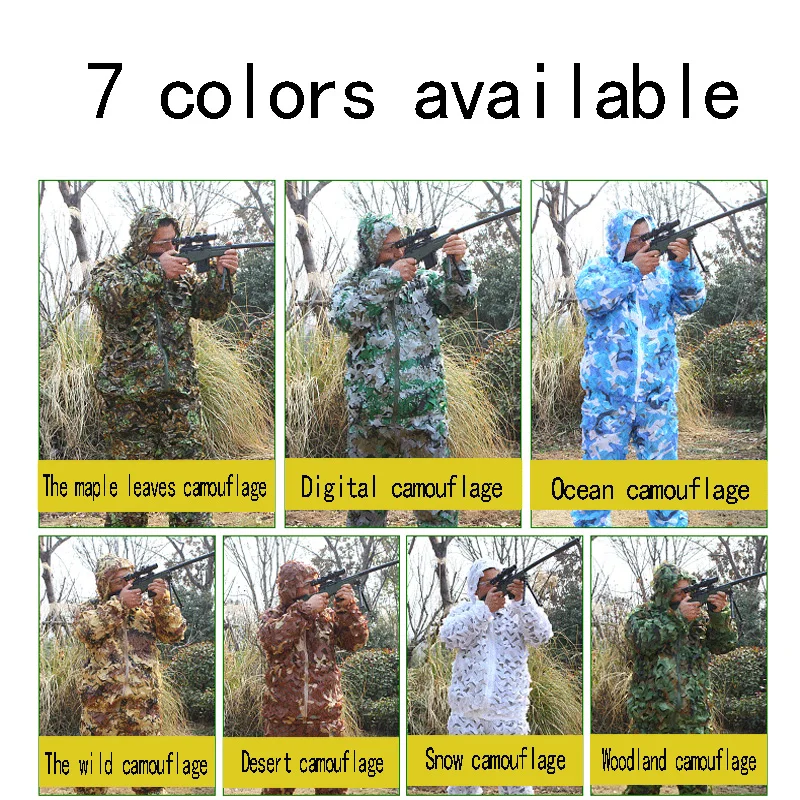 Открытый Ghillie костюм камуфляжная одежда Костюм Под джунгли CS Обучение листья