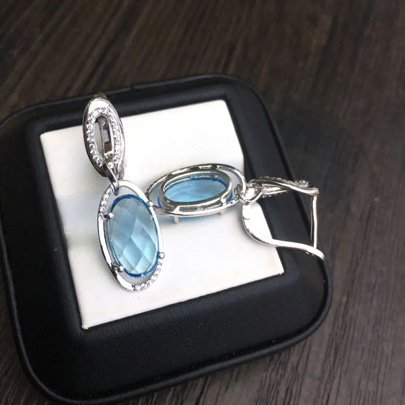 Женские серьги с голубыми кристаллами CSJ элегантные висячие из стерлингового