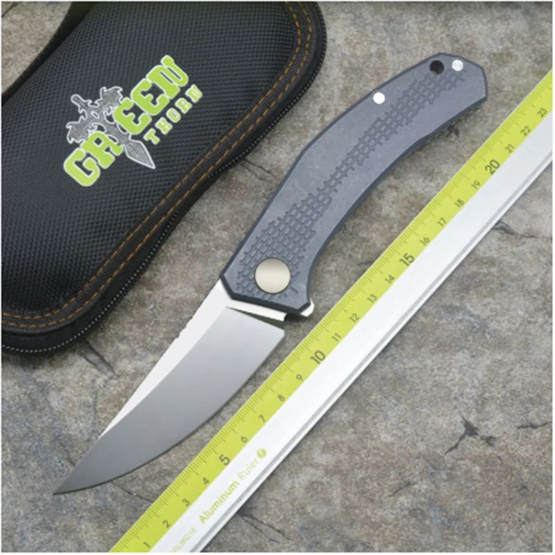 

Складной нож Green thorn Flipper для джинсов m390, сталь TC4, титановая ручка, карманные кухонные ножи для кемпинга и охоты, инструменты для повседневног...