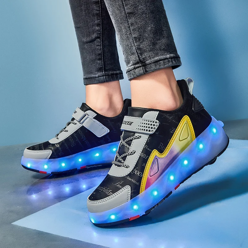 Новинка легкая обувь Heelys на колесиках с зарядкой от USB детская модная для спорта и