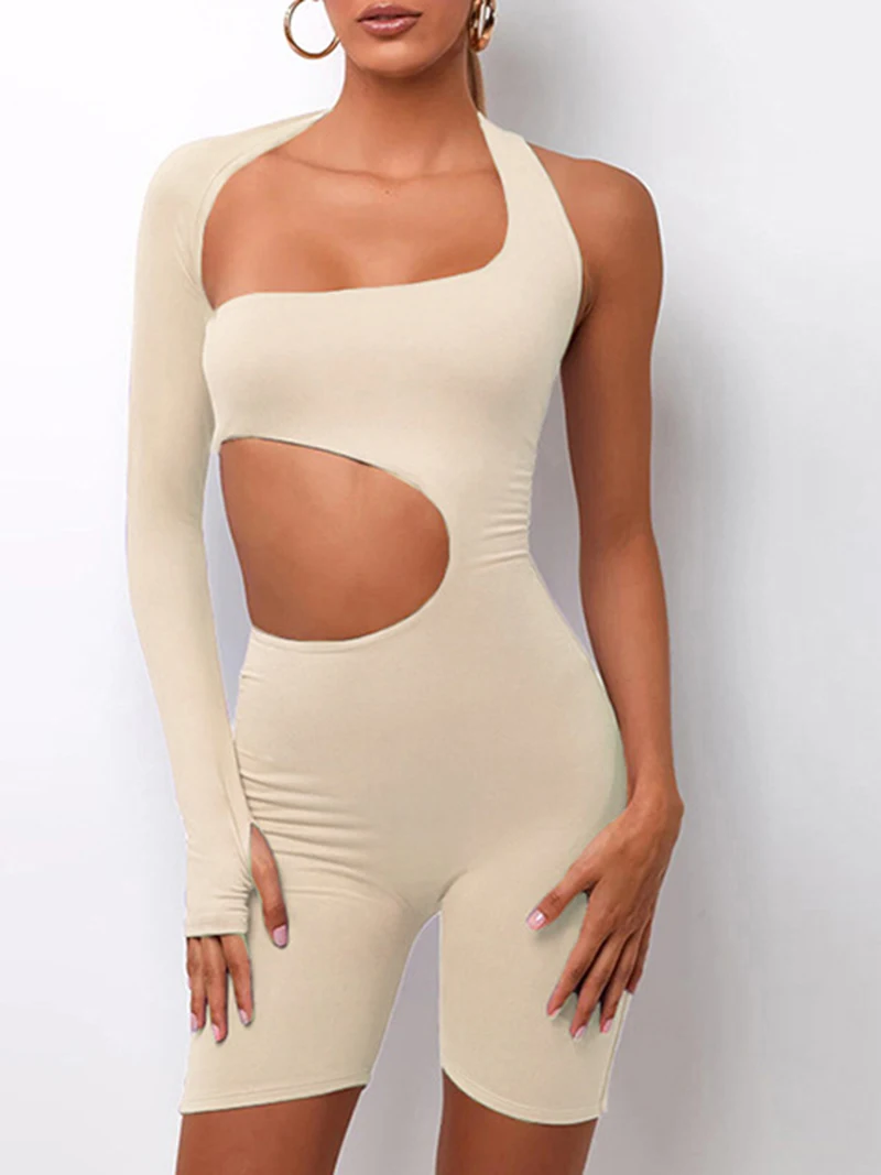 

Women's New Style Nylon Spandex Polyester Long Sleeve Sexy Hollow Solid Color Sports Jumpsuit S9K0764