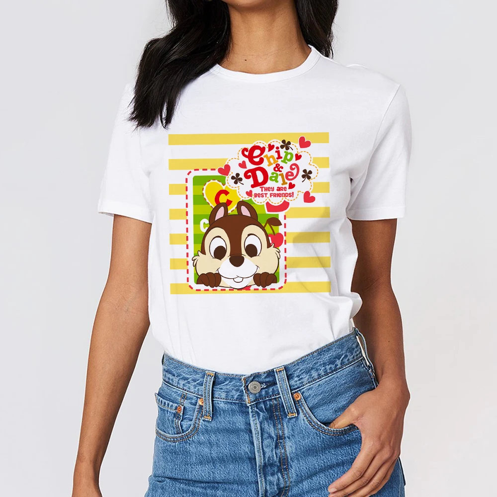 

Chip 'n' Dale They are Best Friends Women's T-shirt Sweet Style Soft Girl Aesthetic Clothes France Fashion Summer Disney T Shirt