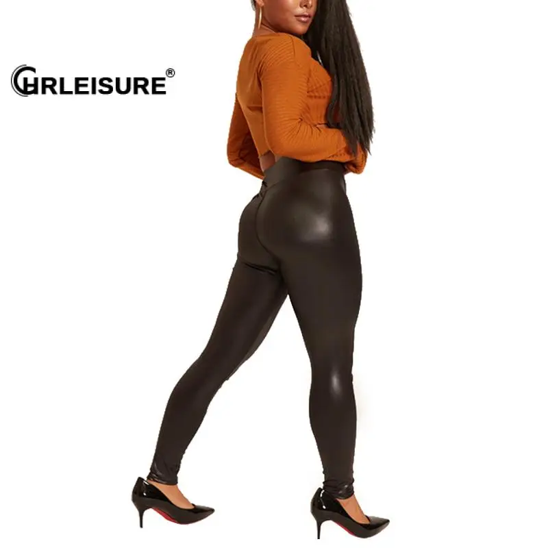Женские леггинсы из искусственной кожи CHRLEISURE пикантные облегающие матовые