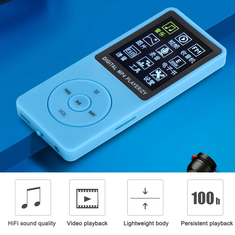 70 часов воспроизведения MP3 MP4 без потерь Звук Музыкальный плеер fm рекордер TF карта