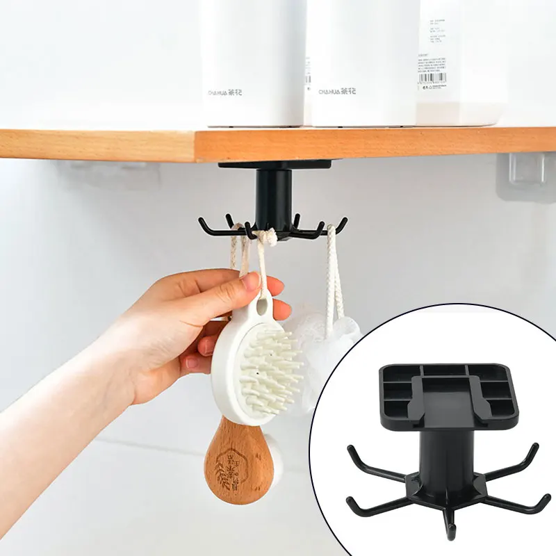 

Multi-Purpose Wall Door Hooks 360 Degree Rotatable Kitchen Hook Organizer Kitchen Hook Bathroom Storage Cabinet Rack