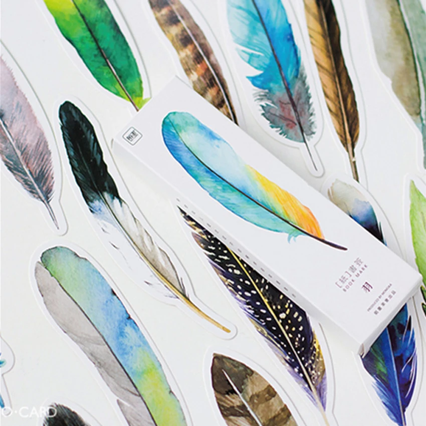 

free shipping 10packs/lot Beautiful Colored Tribute To Nature Feathers Birds In Memory Or Books Markers Office Supplies