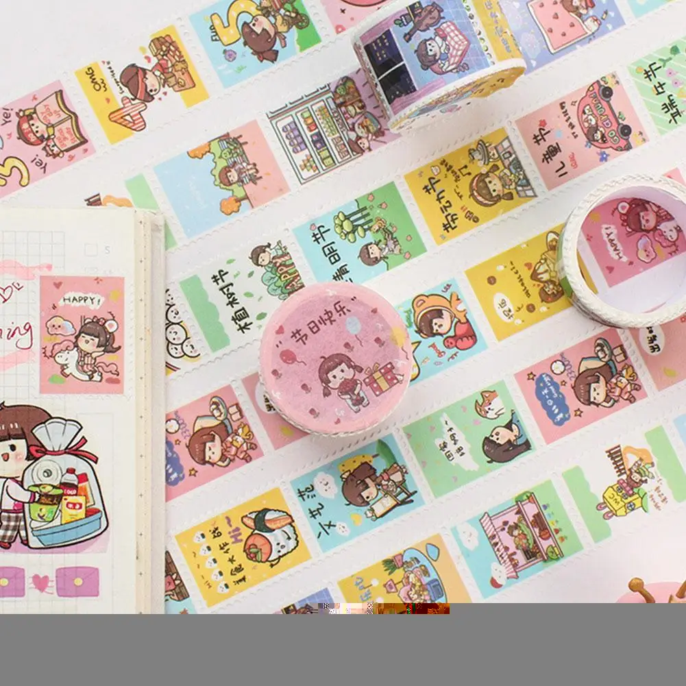 

57Pcs/Set Retro Stamp Washi Tape Hand Account Masking Diary Album Tear Stickers To Photo Easy DIY Supplies Cute Decoration X8S2
