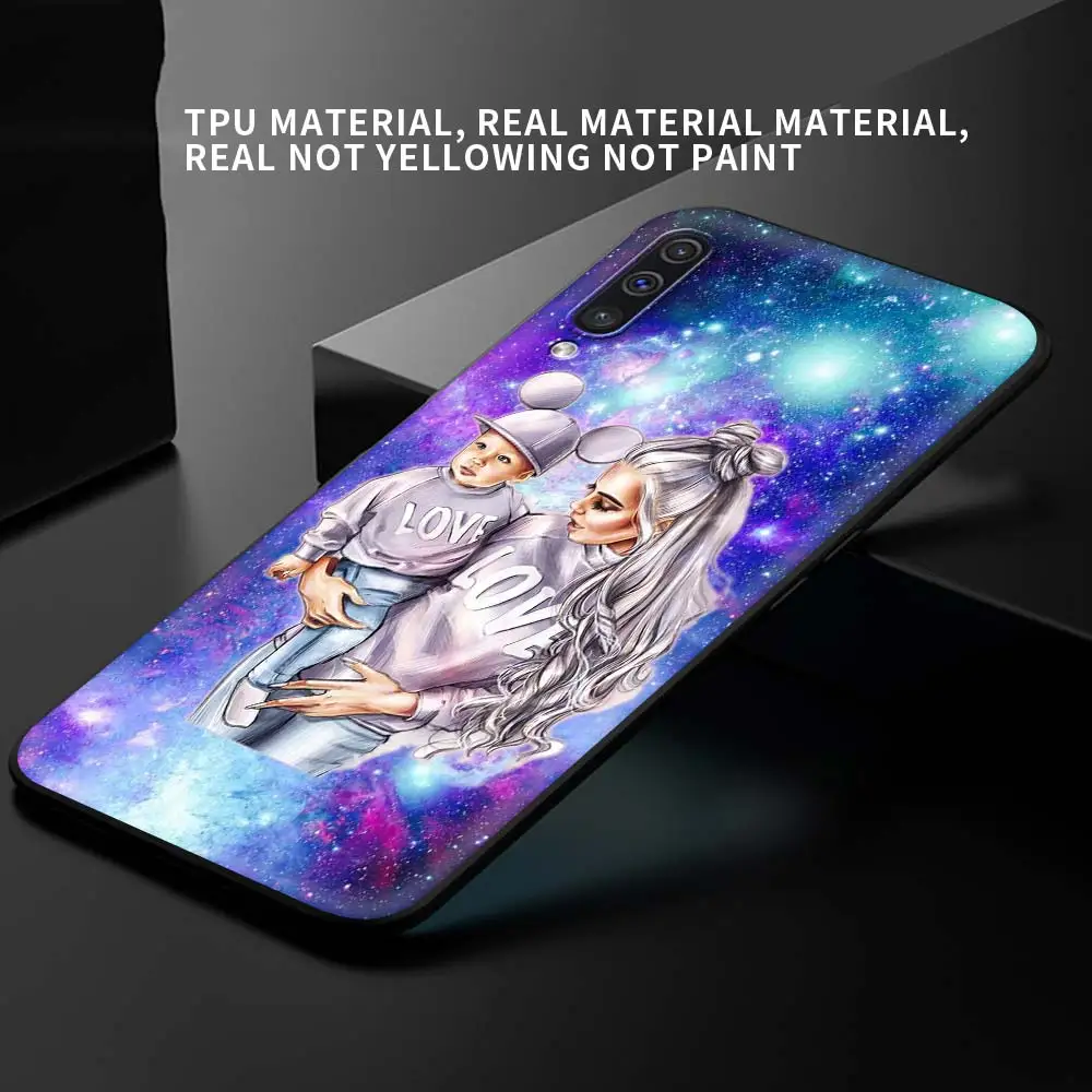 

Baby Mom Girl Cellphone Case For Samsung A70 A80 A90 Cover Black Shell for Galaxy A20 A20E A30 A10E A40 A50 A50S A10 Funda