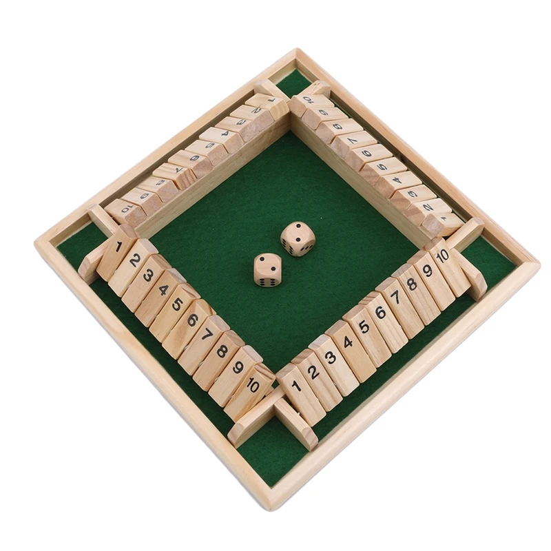 deluxe four sided 10 numbers shut the box board game set dice party club drinking games for adults families free global shipping