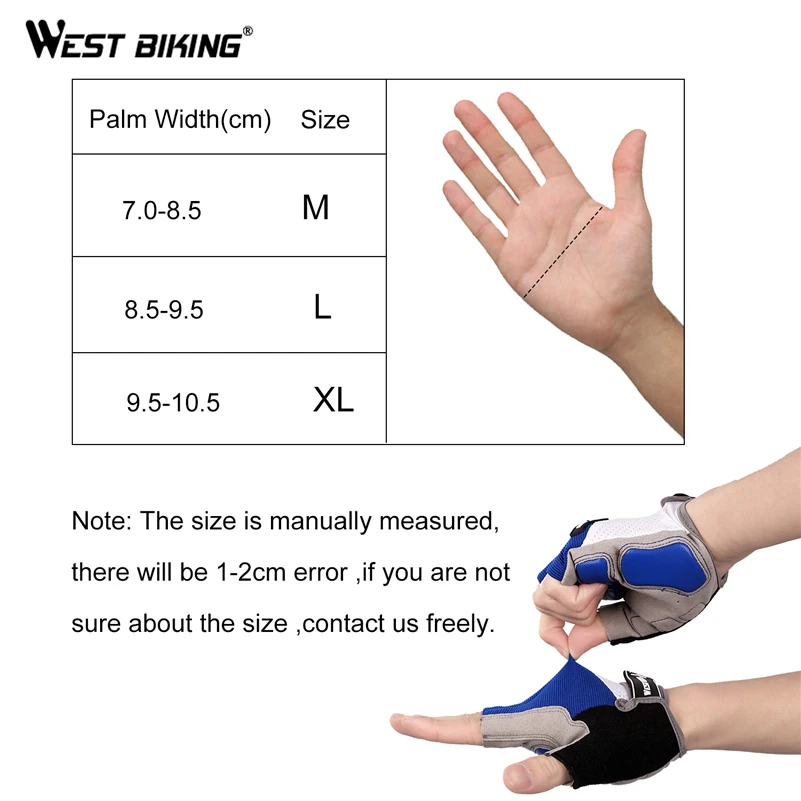 

WEST BIKING Cycling Glove Half Finger Gel Pad Breathable Sweat Washable Outdoor Sports MTB Gloves Non-Slip a Pair Bicycle Gloves