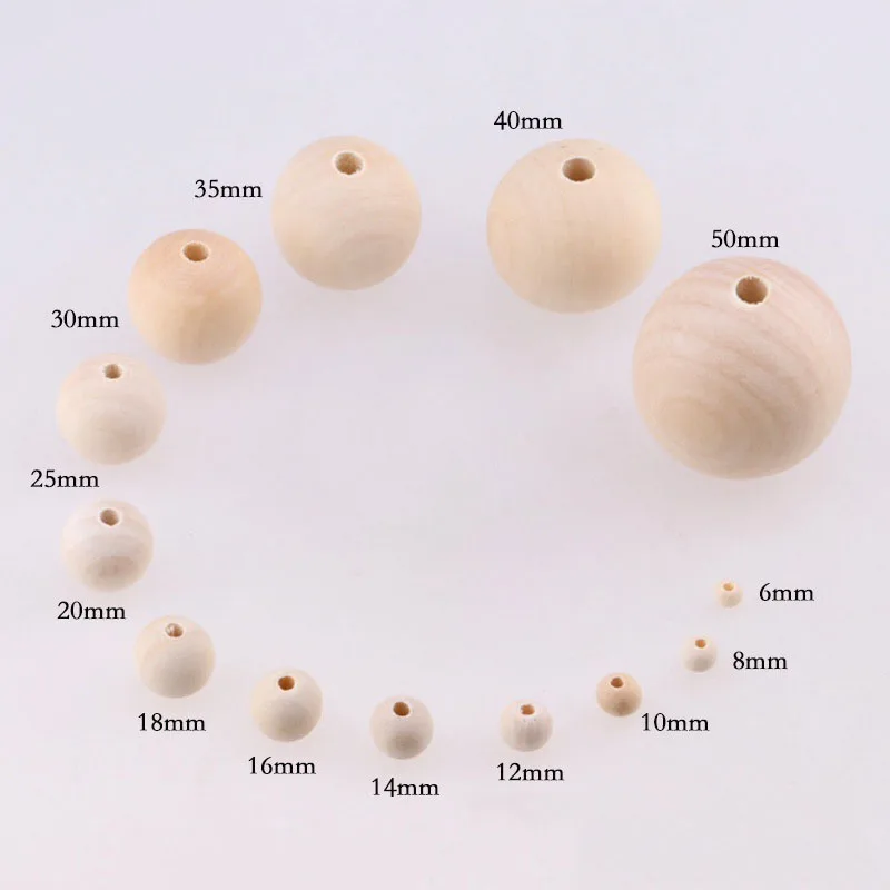 

Wood Beads Natural Color Wooden Beads For DIY Bracelet Necklace Loose Beads Accessories Jewelry Components
