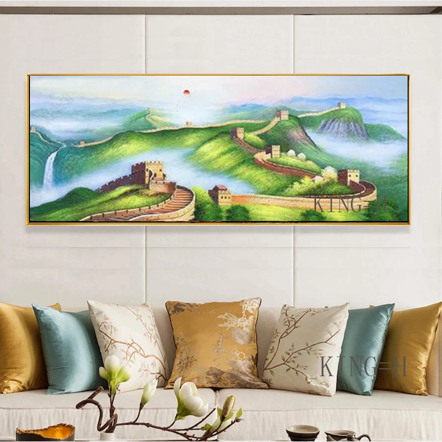 

Special Wall Artwork Hand-painted Famous Chinese Landscape The Great Wall Oil Painting on Canvas Handmade Great Wall Painting