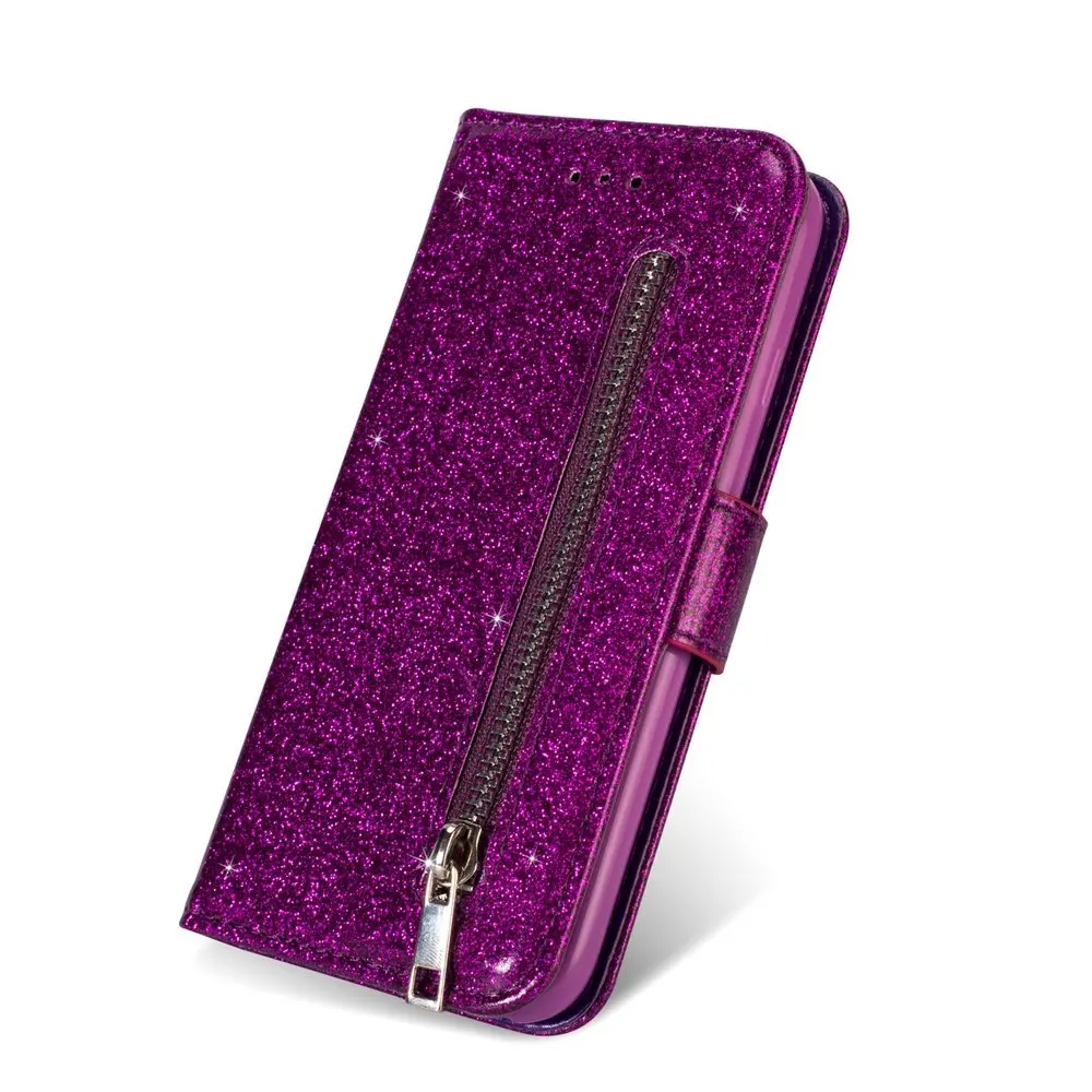 Purple L-FADNUT для huawei P20 Lite P30 mate 20 Pro, роскошный элегантный блестящий чехол-кошелек с откидной крышкой и подставкой, Кожаные чехлы, блестящий чехол-бампер со слотом для карт - Цвет: Purple