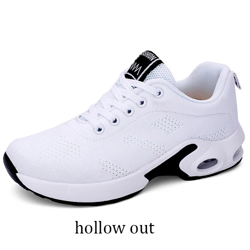 white hollow out Женские кроссовки; повседневная женская обувь на платформе; дышащая спортивная обувь с сеткой; дышащая обувь на воздушной подушке; кроссовки на шнуровке; HVT623 - Цвет: white hollow out