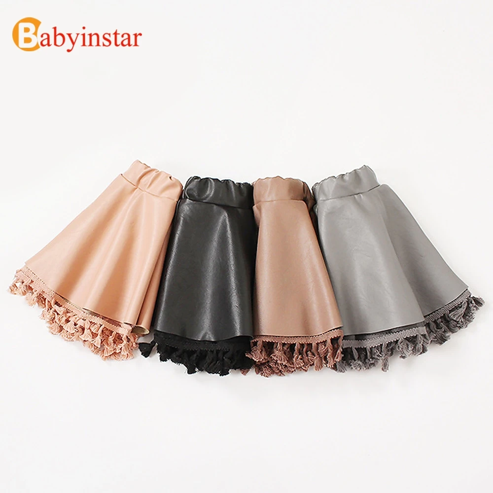 Babyinstar/модные юбки для девочек Юбка из искусственной кожи Кружевная юбка с
