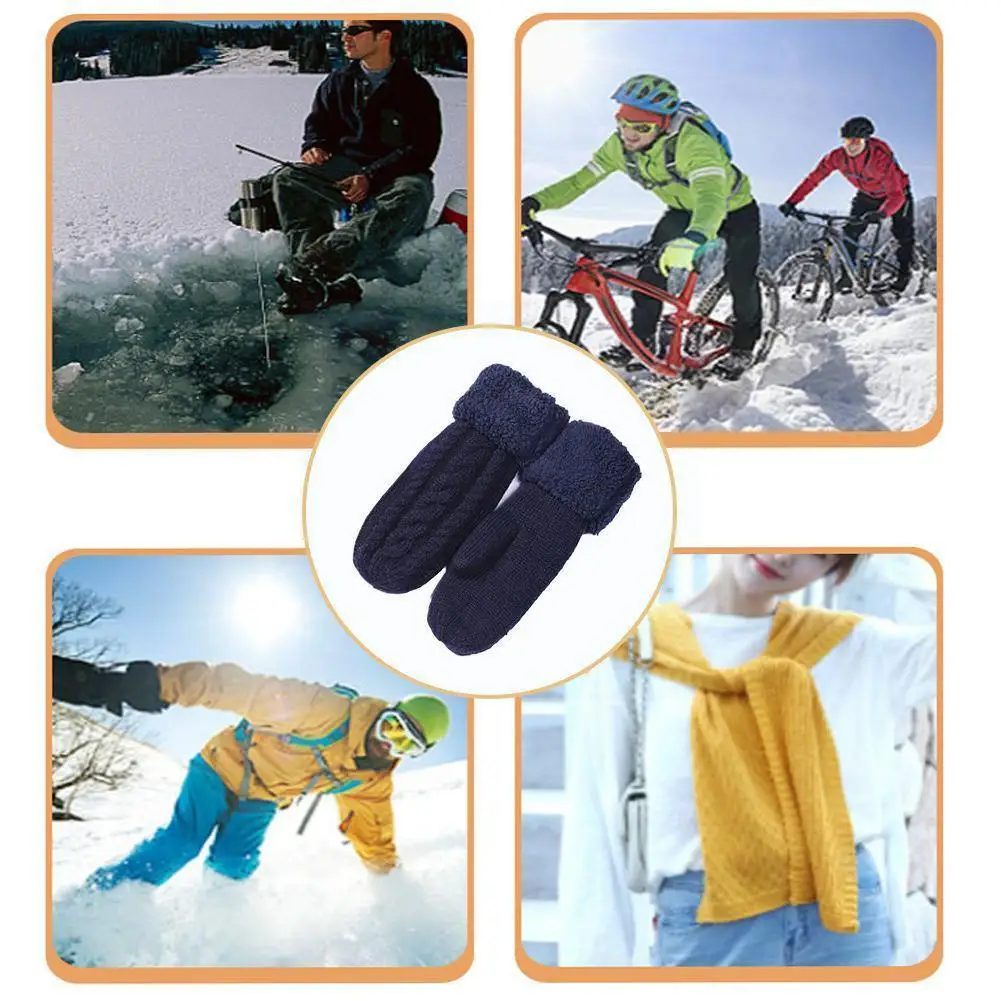 

Женские модные вязаные варежки с цветочным узором, зимние женские бархатные кашемировые Утепленные перчатки, теплые полные перчатки с шерс...