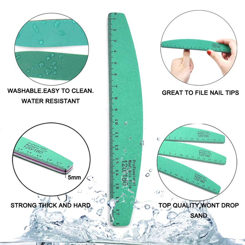 8 шт./компл. моющиеся пилки для ногтей профессиональная наждачная бумага зеленая