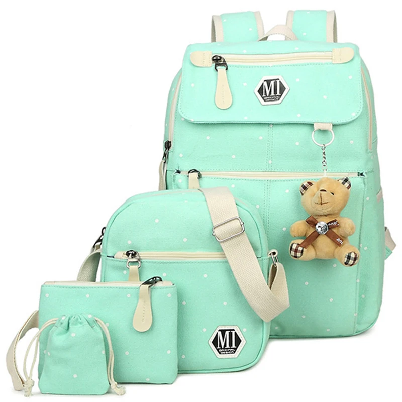 4 шт./компл. холщовые школьные рюкзаки для колледжа модные девочек и