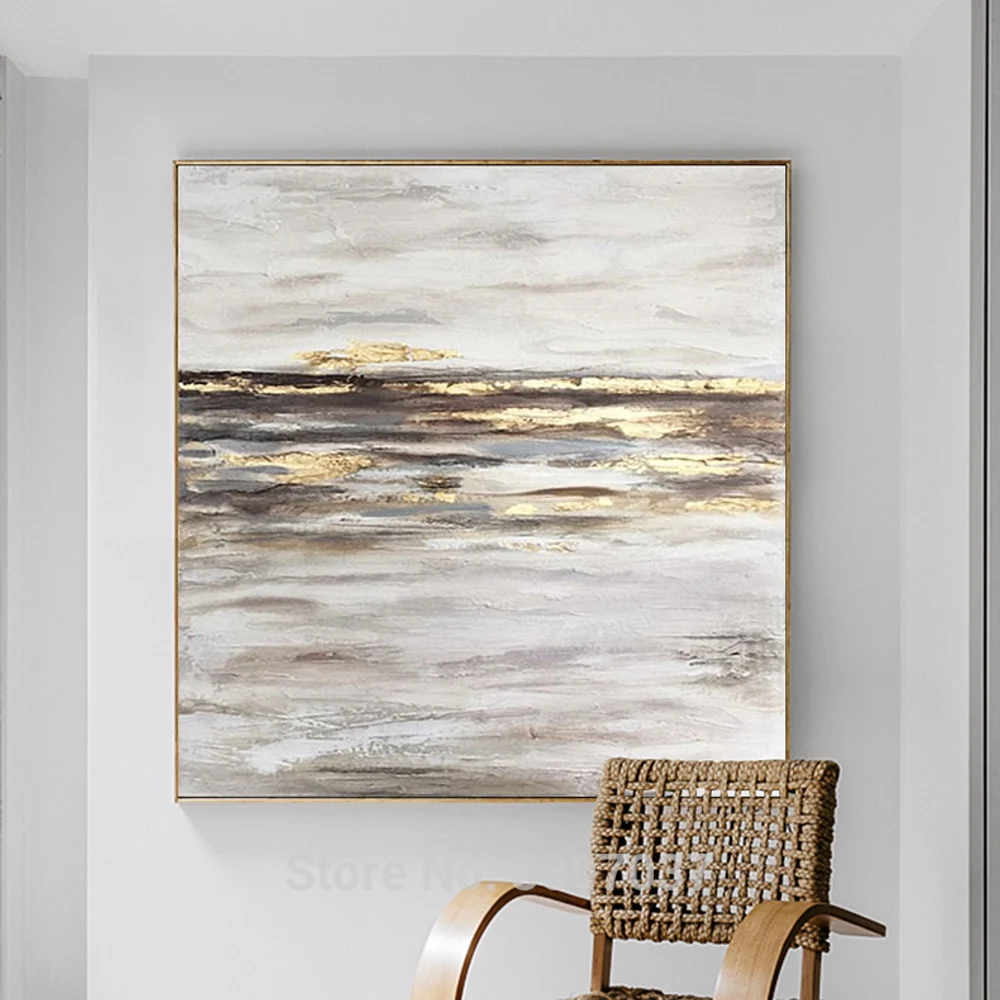 

Hand Painted Large Abstract Painting Gold and Brown oil Painting On Canvas For Living Room Huge modern Art Painting for decor