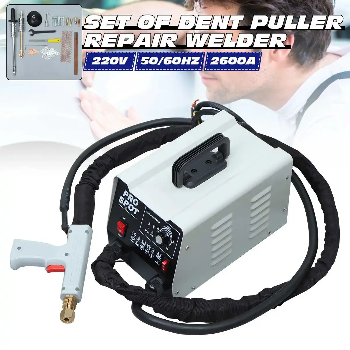 

220V 2600AMP Repair Welders Set Welding Equipment Vehicle Panel Spot Puller Dent Spotter Stud Active Portable Spot Welders