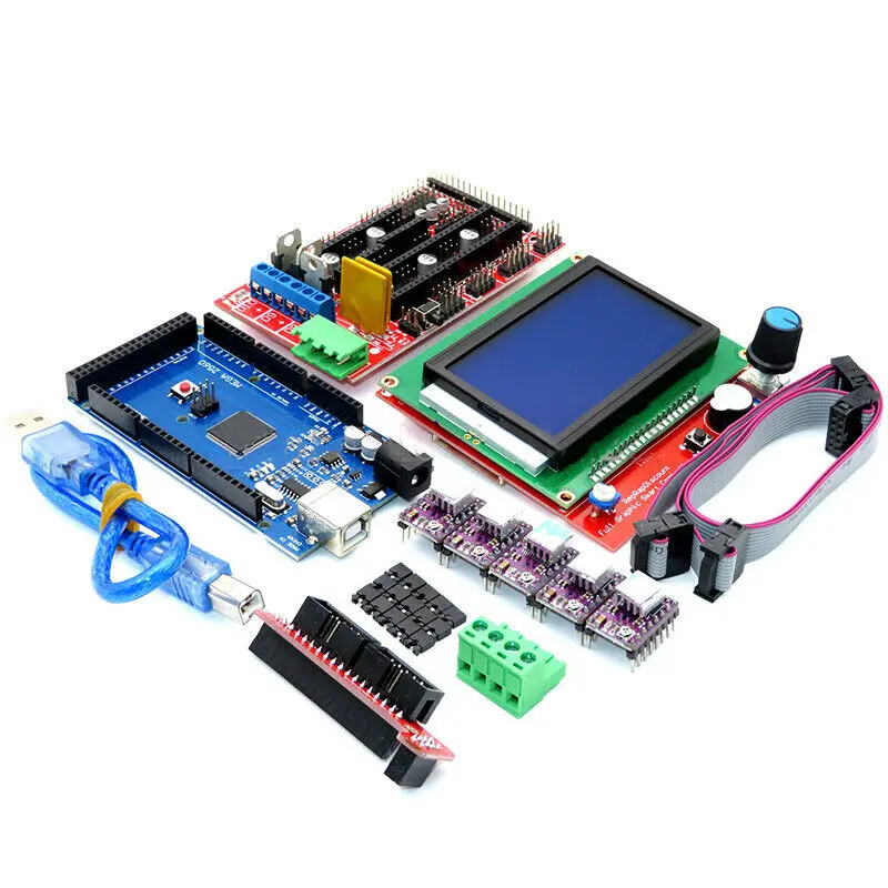 

Mega 2560 R3 CH340+1pcs RAMPS 1.4 Controller+5pcs A4988/DRV8825 Stepper Driver Module+1pcs 12864 controller for 3D Printer kit