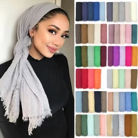 180X95CM Women Classic Muslim Crinkle Hijab Scarf Soft Cotton Head Scarves Turban Shawls Wraps Islamic Headband Femme Musulman 1