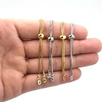 4pcs simple brass adjustable bracelet width 1 2mm box chain for diy jewelry making charms bracelet accessories finding connector