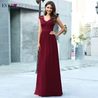 Бордовые вечерние платья Ever Pretty EP00622BD А-силуэта с v-образным вырезом и кружевной вышивкой, элегантные вечерние платья без рукавов, Vestido De Festa