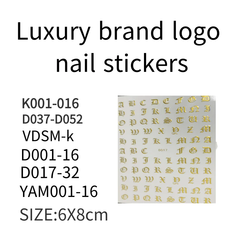 

8 sheets D series colorful logo Nail Stickers Designs Gummed Art Stickers Decals Makep Art Decorations