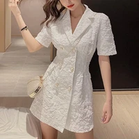 elegant blazer dress women korean slim double breasted mini party dress 2021 summer one piece office lady casual y2k chic dress