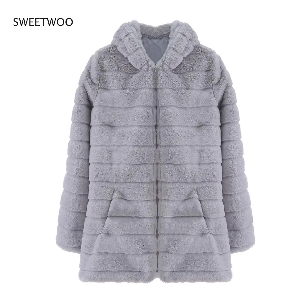Womens Faux Fur Long Coat Winter Long Sleeve Waistcoat Body Thick Warmer Fashion Woman Outwear Jacket Coat Casaco Feminino 2022