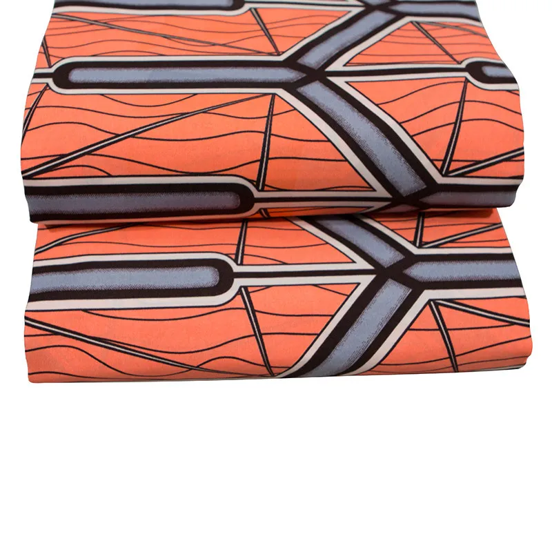 Оранжевая африканская восковая ткань из полиэстера 6 ярдов высококачественный