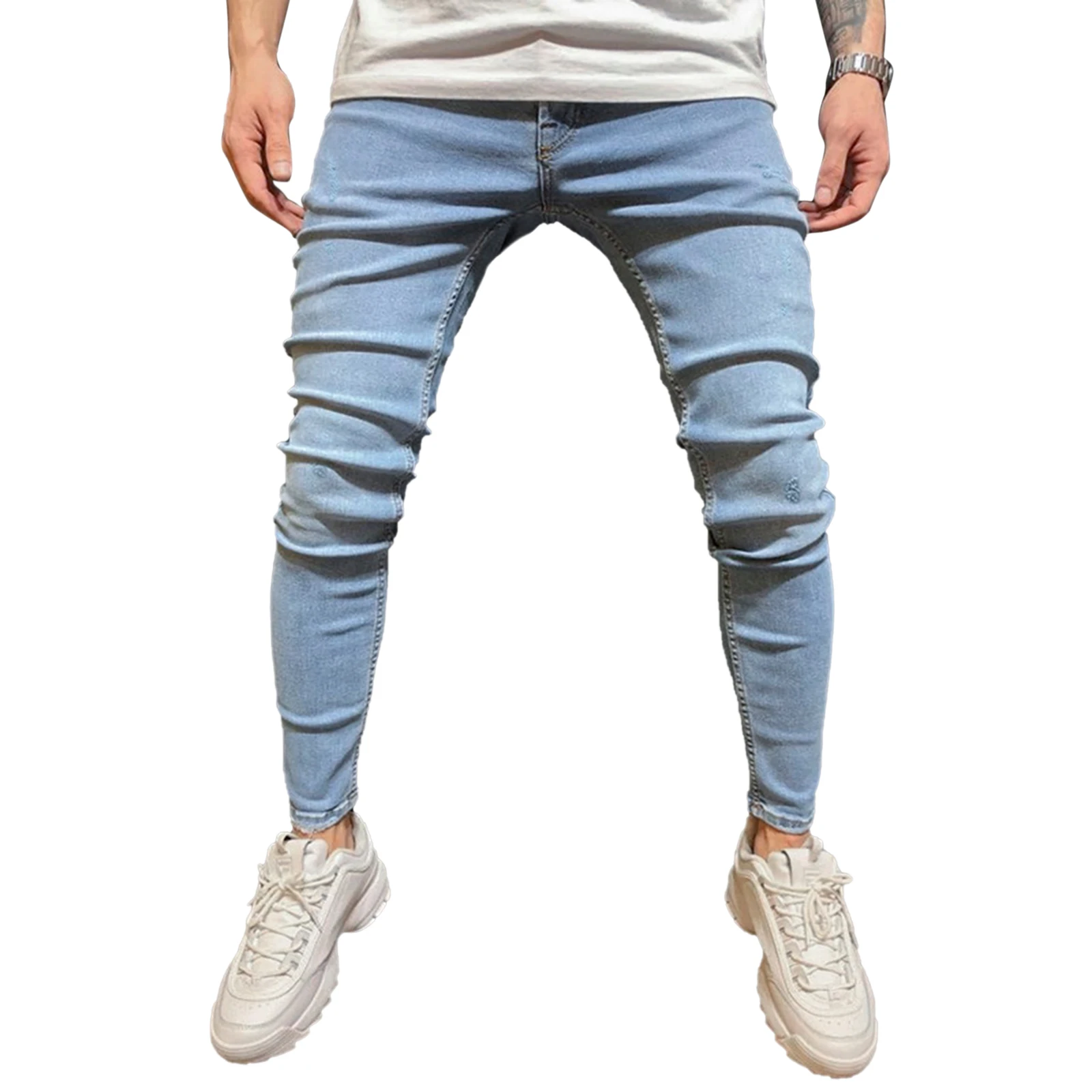 

Hot Mens Skinny Jeans Nice Super Skinny Jeans Men Non Ripped Stretch Denim Pants Elastic Waist Big Size Long Trousers