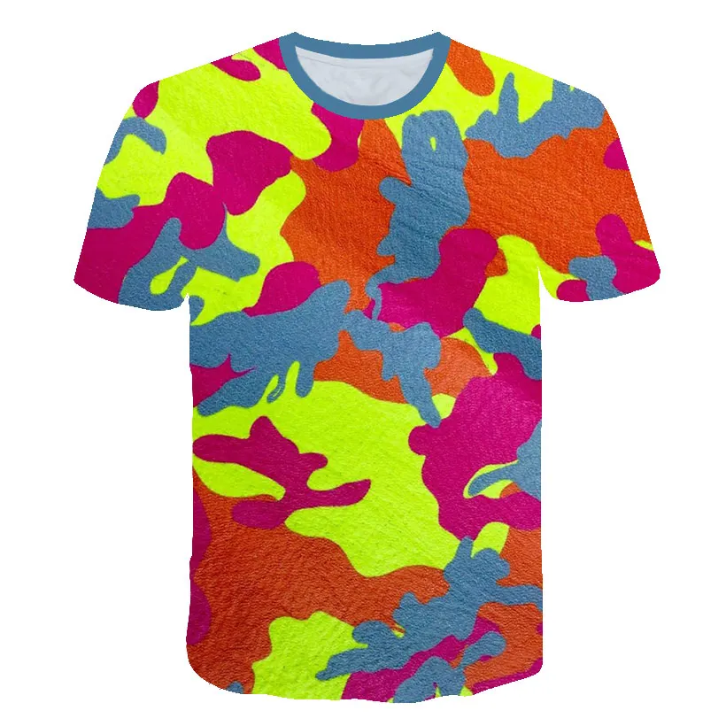 

Outdoor sports Red gray green camouflage clothing 3d printed T-shirt Boy girl short-sleeved T-shirt fashion breathable T-shirt