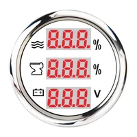 universal 52mm 3 in 1 multi function digital gauge water level waste holding tank indicator voltmeter with alarm