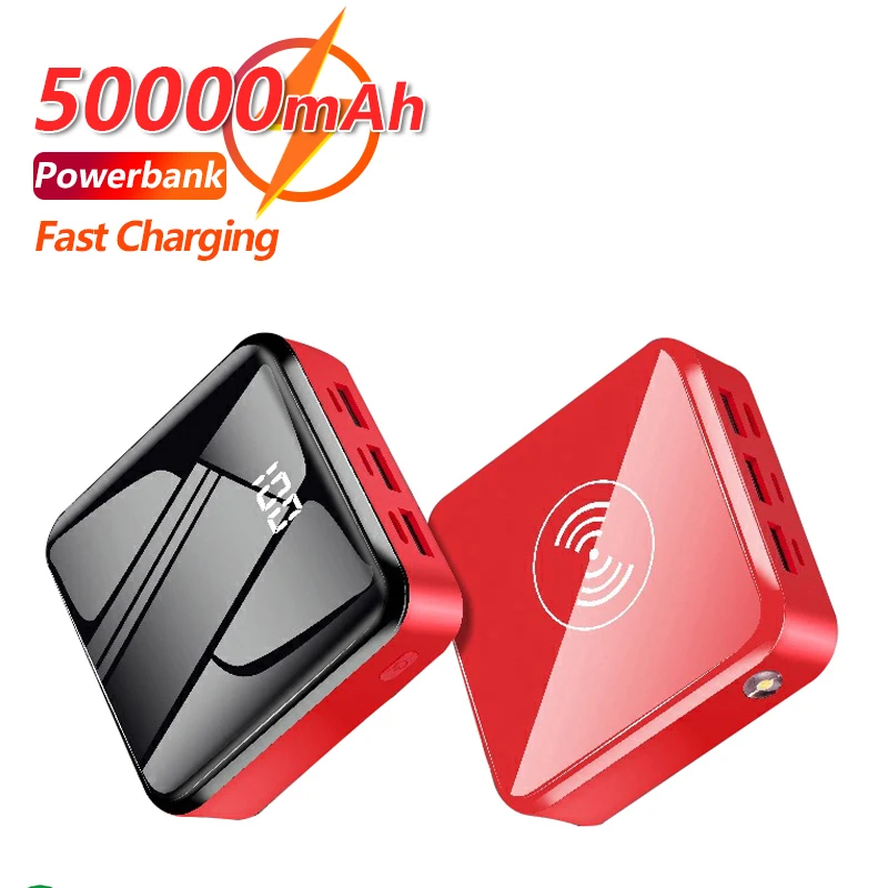 

50000mAh Mini QI Wireless Power Bank Digital Display with 3USB Ports for Fast Charging External Battery for IPhone Xiaomi Samaug