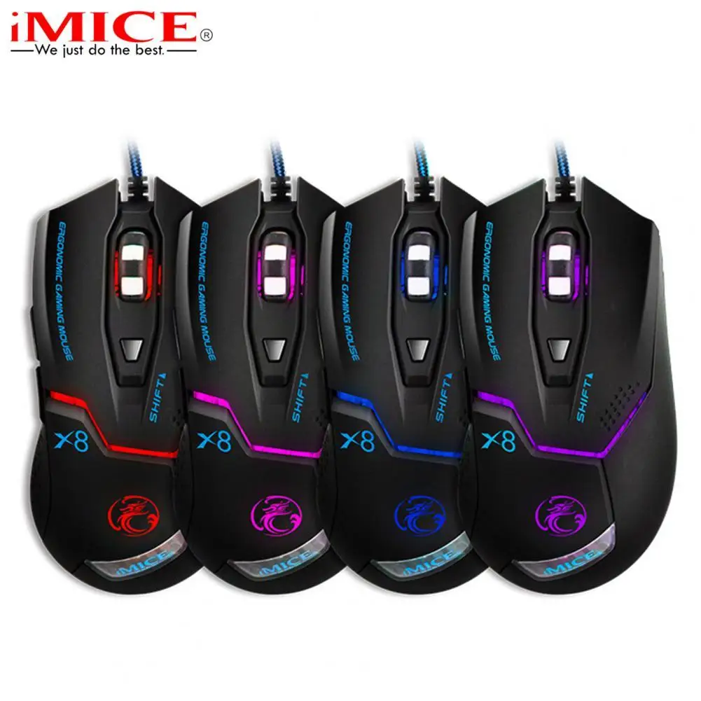 

New X8 Gaming Mouse Wired Luminous Adjustable 3200 DPI LED Wired Mouse 6 Keys Customizable 8D LED Gaming Mice for PC Laptop