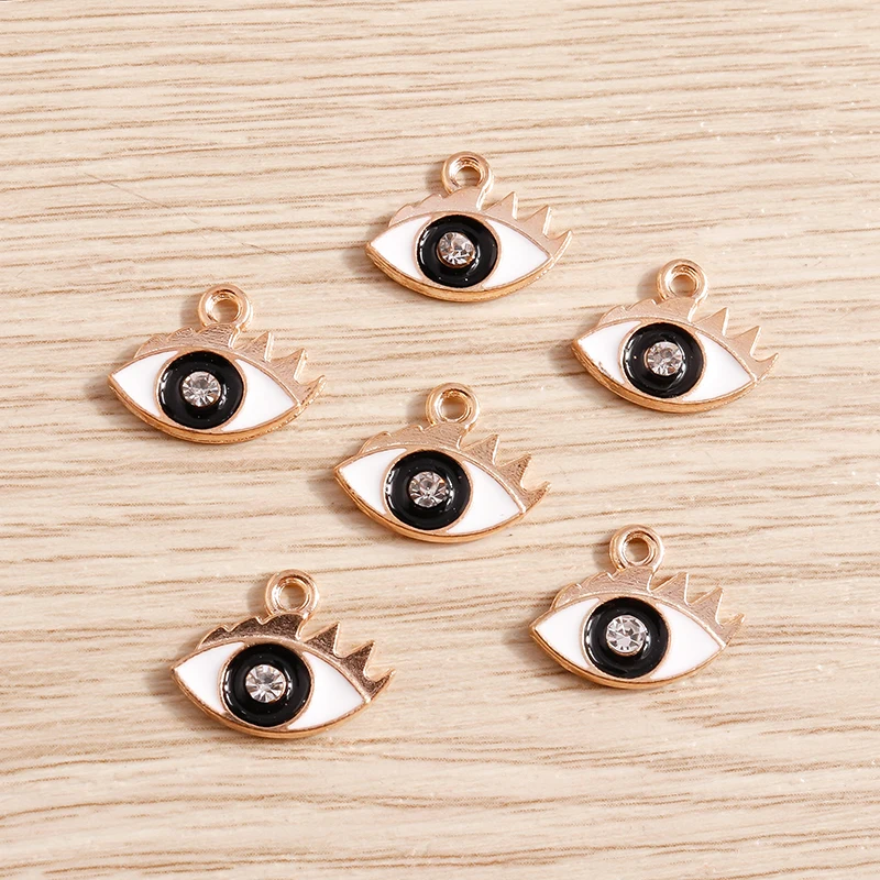

10pcs 16*12mm Cute Alloy Enamel Eye Charms for Jewelry Making Crystal Charms Pendants Fit Necklaces Drop Earrings DIY Craft Gift